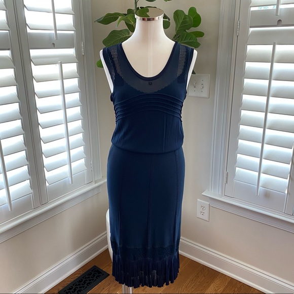 Chanel Navy Blue Dress size 40 with slip dress - Picture 2 of 15